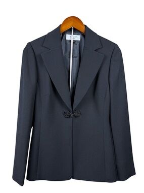 Stresa Black Blazer Jacket Tailored Lined Toggle Button Size 4